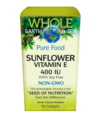 Whole Earth and Sea Pure Food Natural Factors Sunflower Vitamin E 400 IU 90 softgels