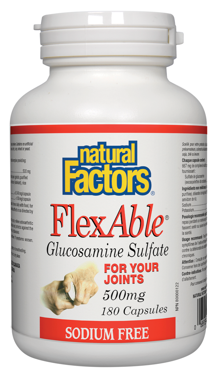 Natural Factors FlexAble Glucosamine Sulphate 500mg Sodium Free
