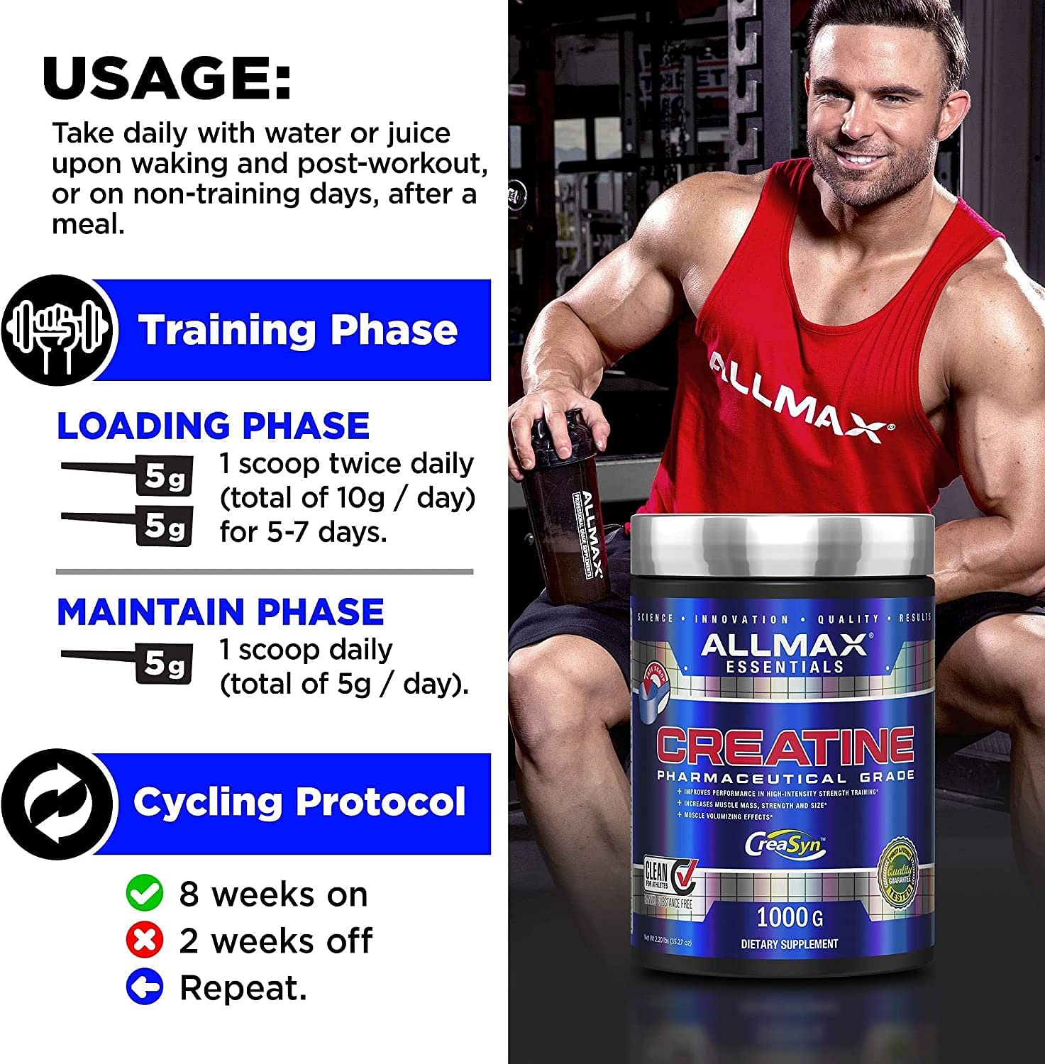 ALLMAX Nutrition Creatine - 100% Pure Micronized Creatine Monohydrate ...