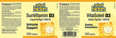 Natural Factors SunVitamin D3 1000 IU 500 Softgels