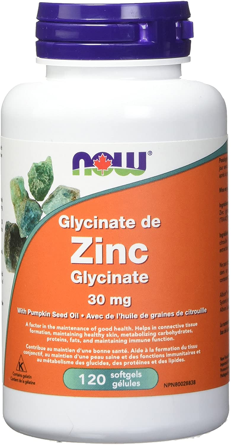 NOW Zinc Glycinate 30 mg 120 Softgels