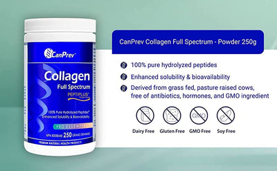 CanPrev Collagen Full Spectrum Peptiplus 100% Pure Hydrolyzed Powder
