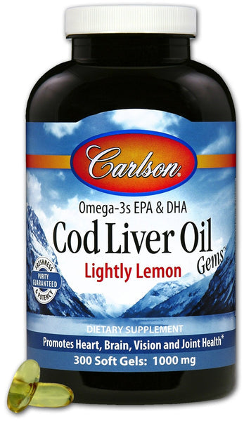 Carlson Cod Liver Oil 1000mg Soft Gels Lightly Lemon