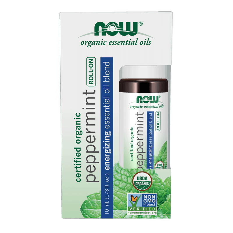 NOW Peppermint Essential Oil Blend, Organic Roll-On 10ml