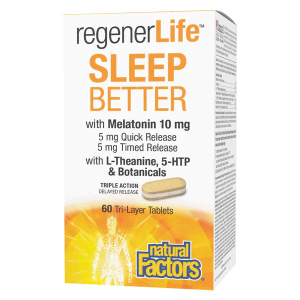 Natural Factors RegenerLife Sleep Better with Melatonin 10 mg 60 Tablets