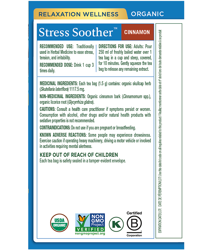 Traditional Medicinals Organic Stress Soother Cinnamon Tea 16 Bags