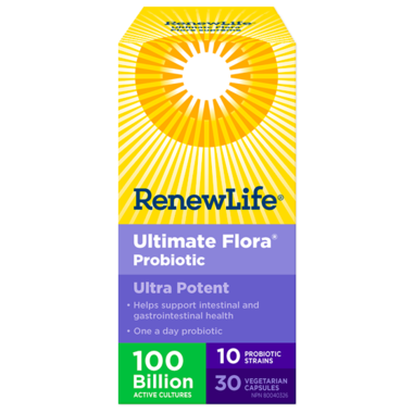 Renew Life Ultimate Flora Ultra Potent 100 Billion Active Cultures 30 Capsules