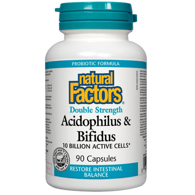 Natural Factors Acidophilus & Bifidus Double Strength 10 Billion Active Cells