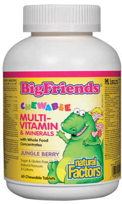 Natural Factors Big Friends Chewable Multi-Vitamin & Minerals Jungle Berry 60 Chewable Tablets