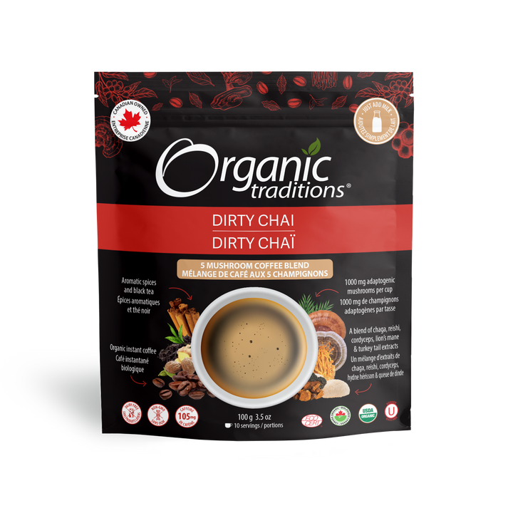 Organic Traditions Dirty Chai 5 Mushroom Blend Coffee 100g