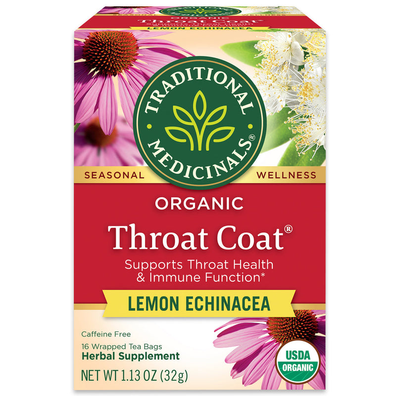 Traditional Medicinals Throat Coat Lemon Echinacea Tea 16 Bags