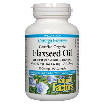 Natural Factors Certified Organic Flaxseed Oil 1000mg